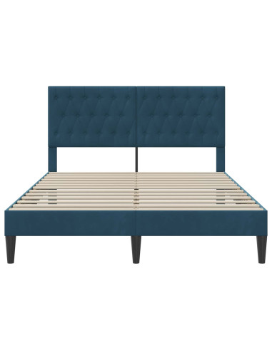 Struttura del letto con testiera Blu 140 x 200 cm Velluto
