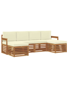 Set divani 6 pcs Naturale e Crema Legno di Acacia Massello 2