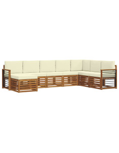Set divani 8 pcs Naturale e Crema Legno di Acacia Massello 2