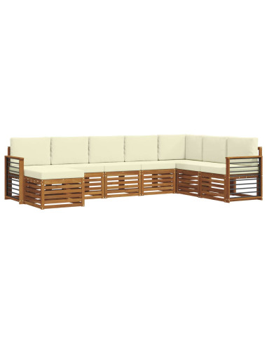 Set divani 8 pcs Naturale e Crema Legno di Acacia Massello