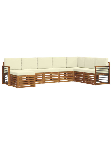 Set divani 8 pcs Naturale e Crema Legno di Acacia Massello