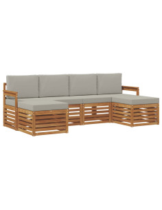 Set divani con cuscino 6 pcs Grigio Naturale e Chiaro 2