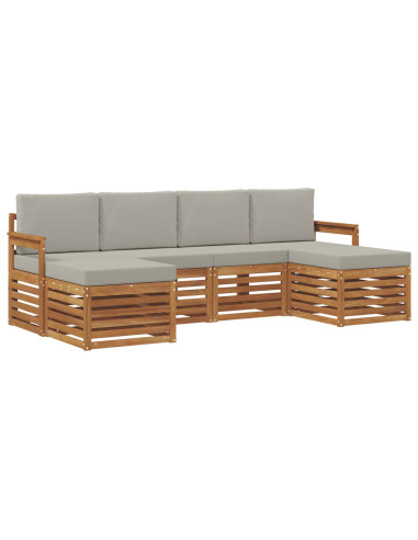 Set divani con cuscino 6 pcs Grigio Naturale e Chiaro