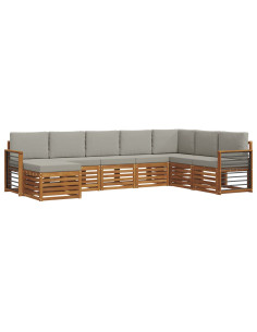 Set divani con cuscino 8 pcs Grigio Naturale e Chiaro 2