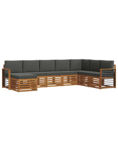 Set divani 8 pcs Naturale e Antracite Legno di Acacia Massello 2