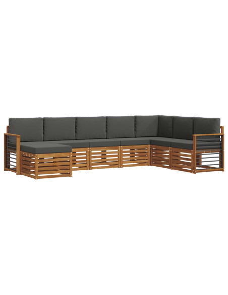 Set divani 8 pcs Naturale e Antracite Legno di Acacia Massello
