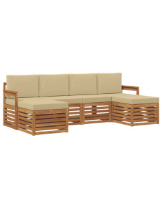 Set divani 6 pcs Naturale e Beige Legno di Acacia Massello 2