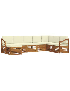 Set divani 8 pcs Naturale e Crema Legno di Acacia Massello 2