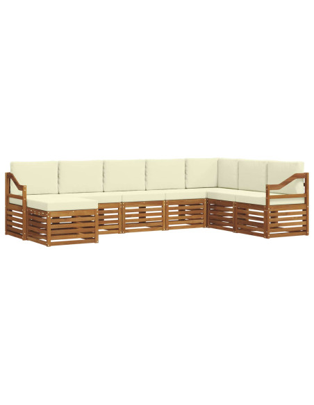 Set divani 8 pcs Naturale e Crema Legno di Acacia Massello