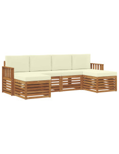 Set divani 6 pcs Naturale e Crema Legno di Acacia Massello 2