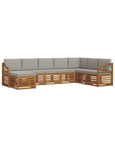 Set divani con cuscino 8 pcs Grigio Naturale e Chiaro 2
