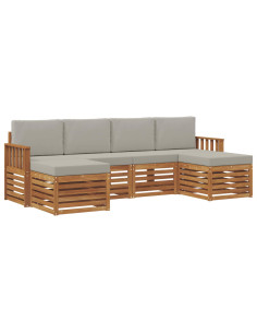 Set divani con cuscino 6 pcs Grigio Naturale e Chiaro 2