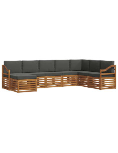 Set divani 8 pcs Naturale e Antracite Legno di Acacia Massello 2