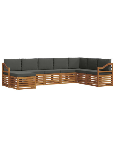 Set divani 8 pcs Naturale e Antracite Legno di Acacia Massello
