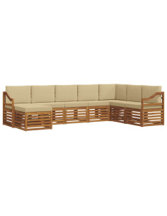 Set divani 8 pcs Naturale e Beige Legno di Acacia Massello 2