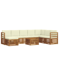 Set divani 9 pcs Naturale e Crema Legno di Acacia Massello 2