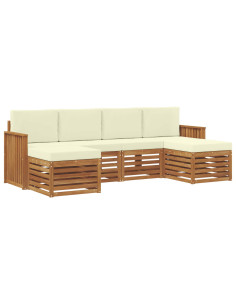 Set divani 6 pcs Naturale e Crema Legno di Acacia Massello 2