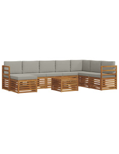 Set divani con cuscino 9 pcs Grigio Naturale e Chiaro 2
