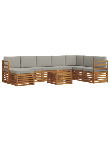 Set divani con cuscino 9 pcs Grigio Naturale e Chiaro