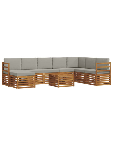 Set divani con cuscino 9 pcs Grigio Naturale e Chiaro