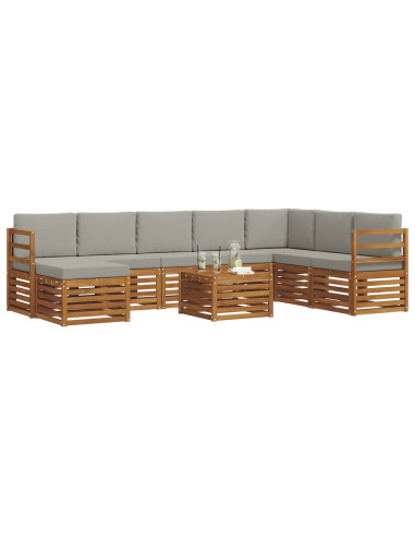 Set divani con cuscino 9 pcs Grigio Naturale e Chiaro