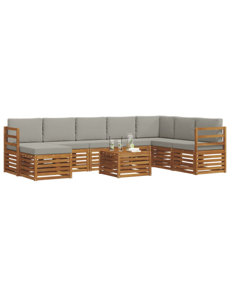 Set divani con cuscino 9 pcs Grigio Naturale e Chiaro
