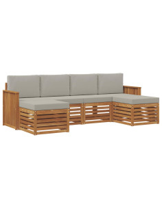 Set divani con cuscino 6 pcs Grigio Naturale e Chiaro 2