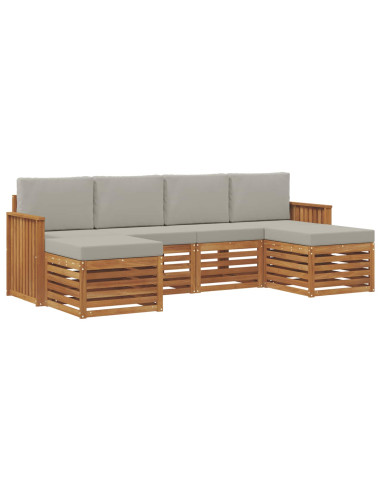 Set divani con cuscino 6 pcs Grigio Naturale e Chiaro