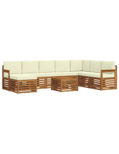 Set divani 9 pcs Naturale e Crema Legno di Acacia Massello 2