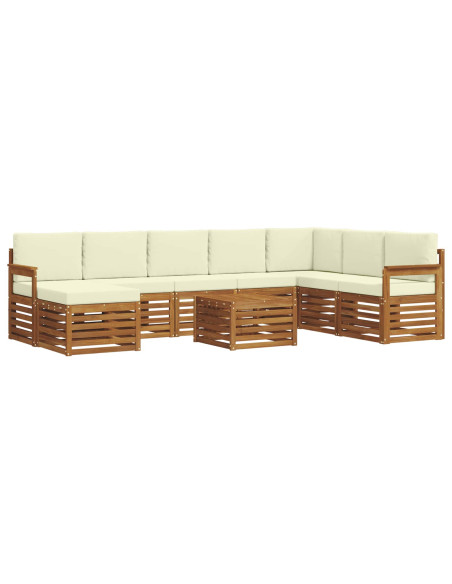 Set divani 9 pcs Naturale e Crema Legno di Acacia Massello