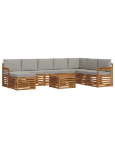 Set divani con cuscino 9 pcs Grigio Naturale e Chiaro 2