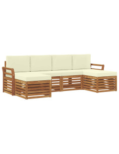 Set divani 6 pcs Naturale e Crema Legno di Acacia Massello 2
