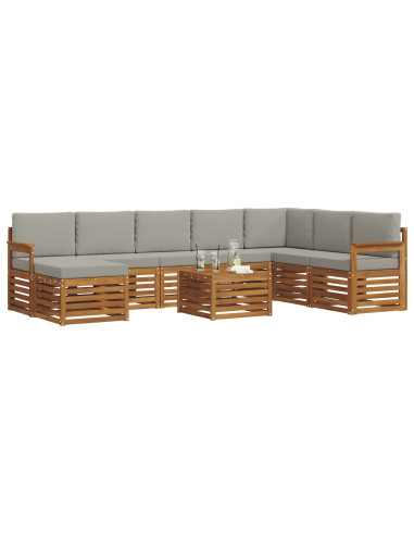 Set divani con cuscino 9 pcs Grigio Naturale e Chiaro