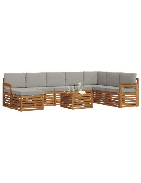 Set divani con cuscino 9 pcs Grigio Naturale e Chiaro