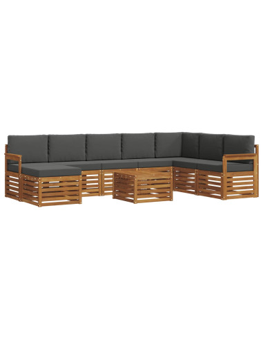 Set divani 9 pcs Naturale e Antracite Legno di Acacia Massello