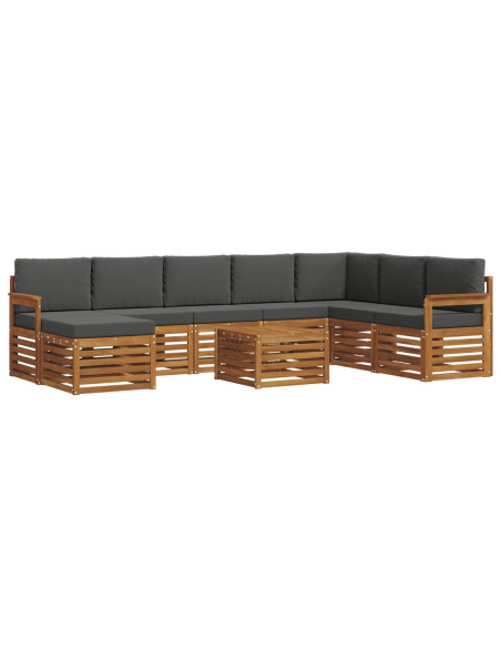 Set divani 9 pcs Naturale e Antracite Legno di Acacia Massello