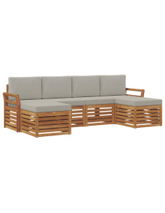 Set divani con cuscino 6 pcs Grigio Naturale e Chiaro 2