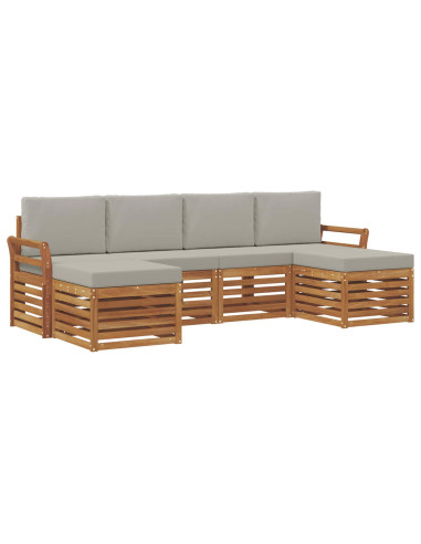 Set divani con cuscino 6 pcs Grigio Naturale e Chiaro