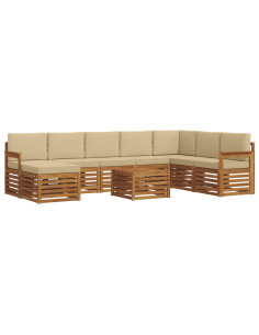 Set divani 9 pcs Naturale e Beige Legno di Acacia Massello 2