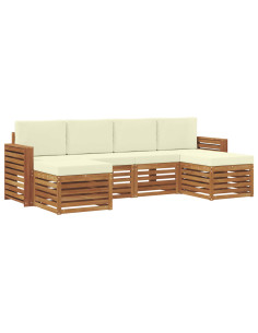 Set divani 6 pcs Naturale e Crema Legno di Acacia Massello 2