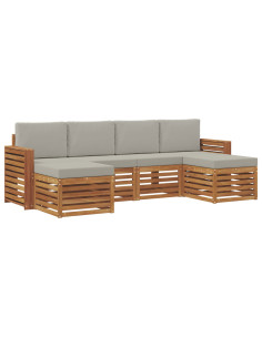 Set divani con cuscino 6 pcs Grigio Naturale e Chiaro 2