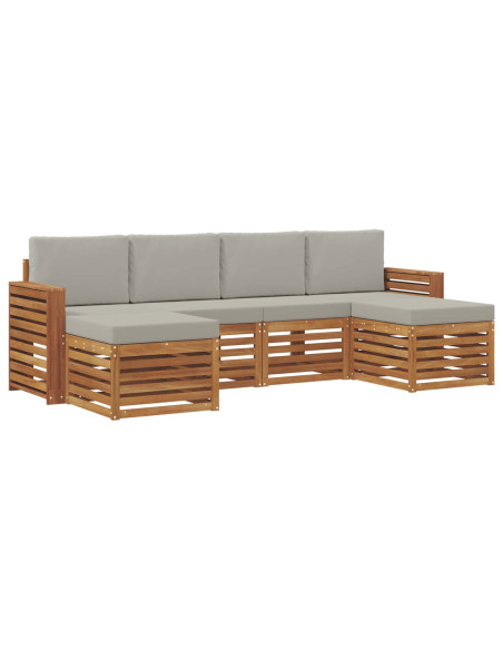 Set divani con cuscino 6 pcs Grigio Naturale e Chiaro