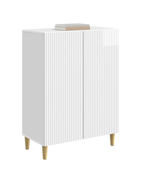 Credenza Bianco Lucido 66 x 34,5 x 90 cm Legno ingegnerizzato