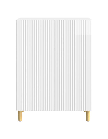 Credenza Bianco Lucido 66 x 34,5 x 90 cm Legno ingegnerizzato