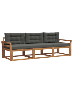 Set di divani da esterno con cuscino 3 pcs Naturale e Antracite 2