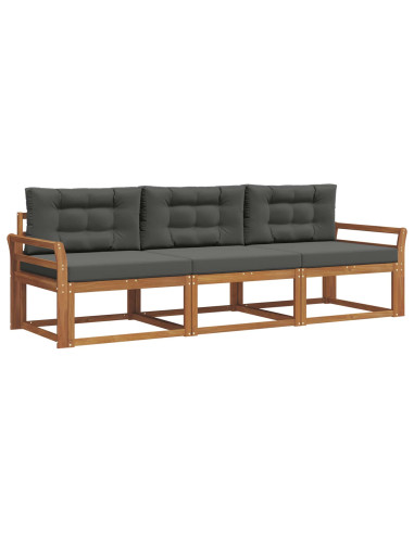 Set di divani da esterno con cuscino 3 pcs Naturale e Antracite