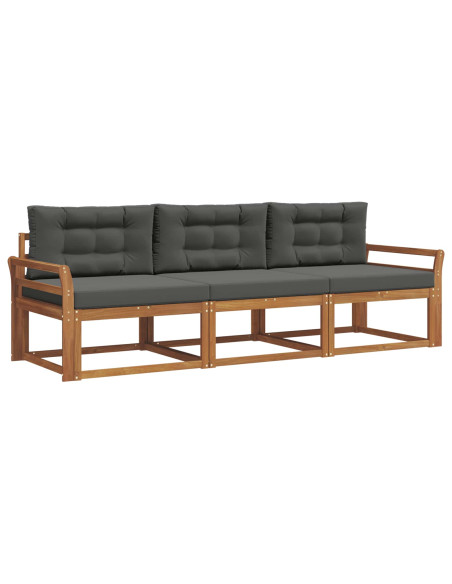 Set di divani da esterno con cuscino 3 pcs Naturale e Antracite