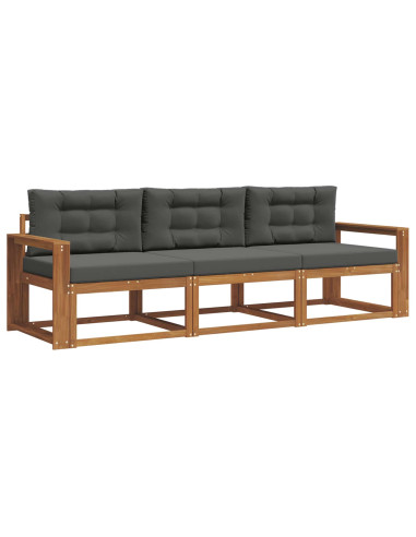 Set di divani da esterno con cuscino 3 pcs Naturale e Antracite