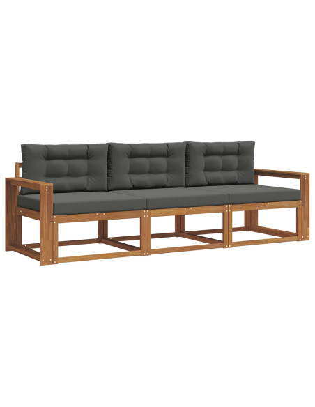 Set di divani da esterno con cuscino 3 pcs Naturale e Antracite
