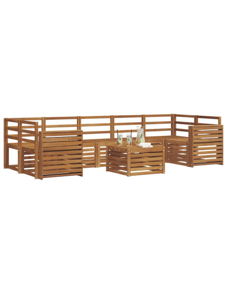 Set divani 8 pcs Naturale Legno di Acacia Massello